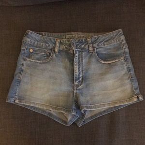 American Eagle hi-rise shortie shorts, denim